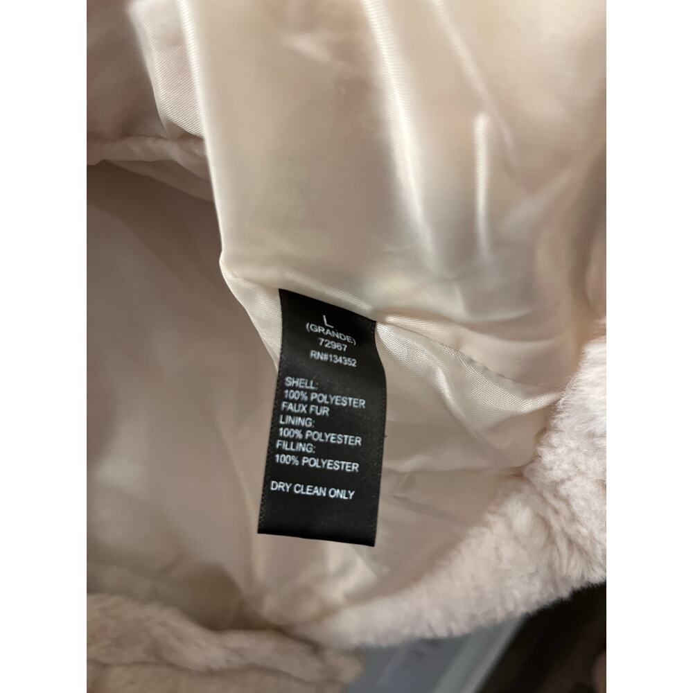 Ambiance Faux Fur Jacket Size L Cream Plush Cozy Fitted Winter Coat Soft Girl - Picture 7 of 7